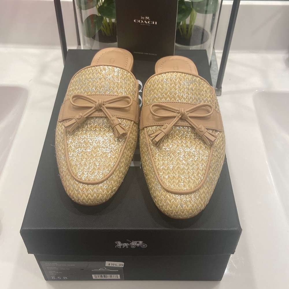 Coach stassi raffia slide